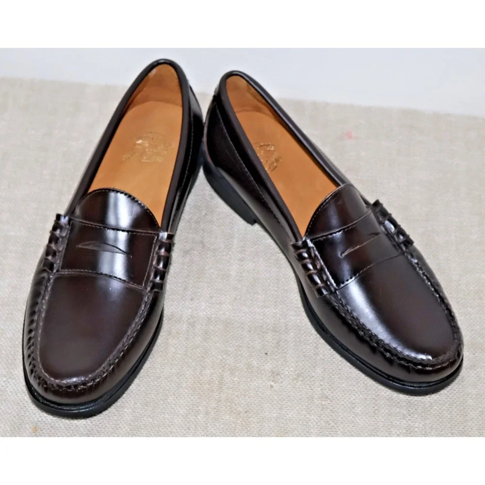 J.Crew Superior Boots & Shoes Penny Loafer Men Size 8 Black Preppy Leather AV166